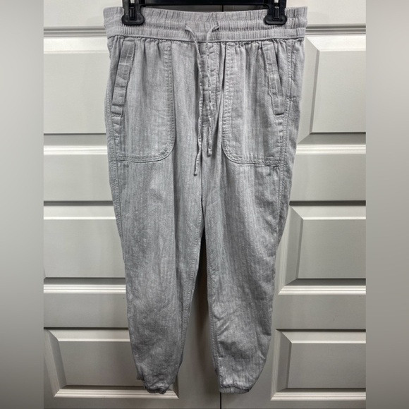 GAP Pants - Gap Rib Chambray Jogger Pants Womens Light Gray Pull On Cotton Drawstring Small